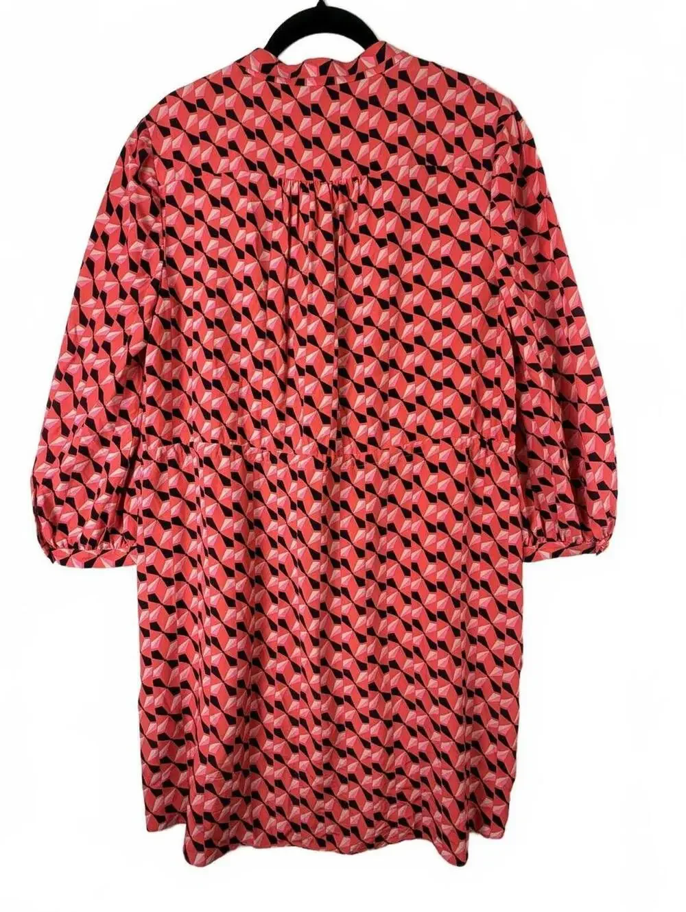 Kate Spade New York Pink Red Geometric Pinwheel‎ Silk Spinner Shirtdress Medium